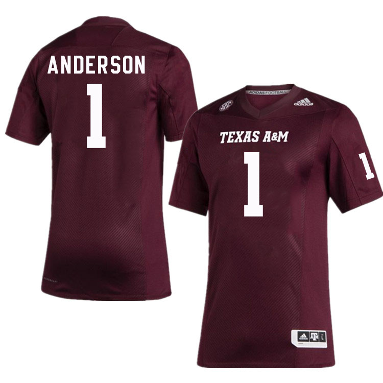 Men #1 Bryce Anderson Texas A&M Aggies College Football Jerseys Stitched Sale-Maroon - Click Image to Close